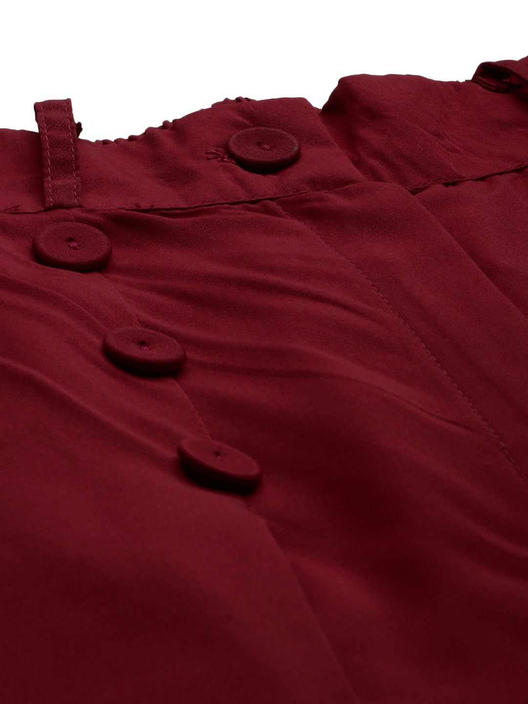 Burgundy Flared Solid Culottes