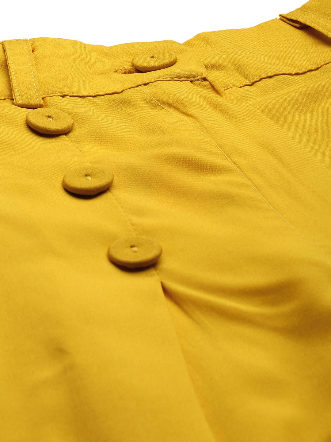 Yellow Flared Solid Culottes