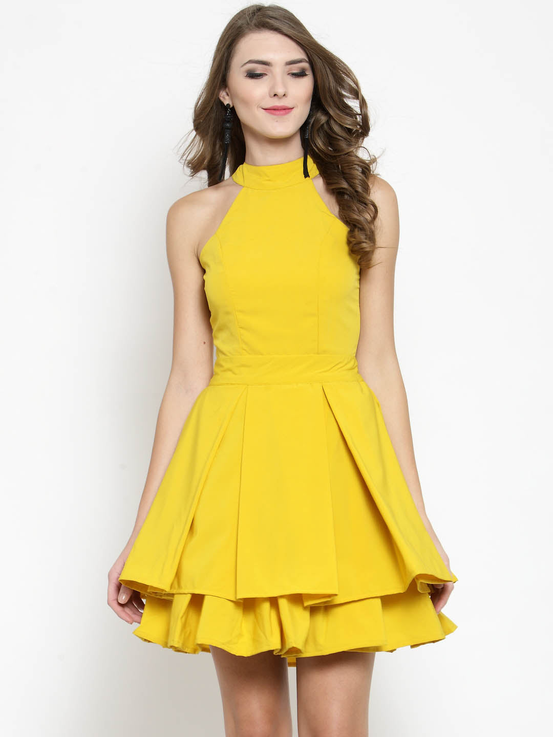 Pleated mini backless dress