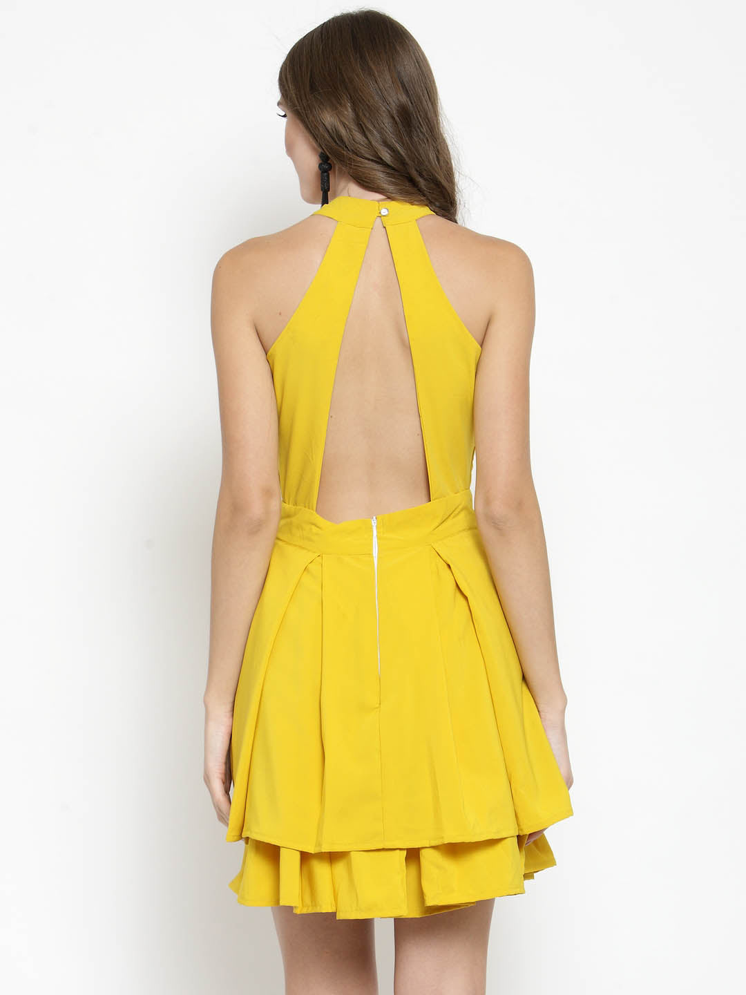 Pleated mini backless dress