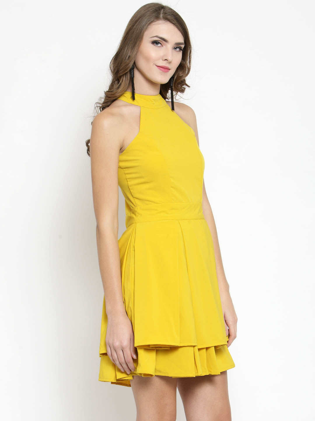 Pleated mini backless dress
