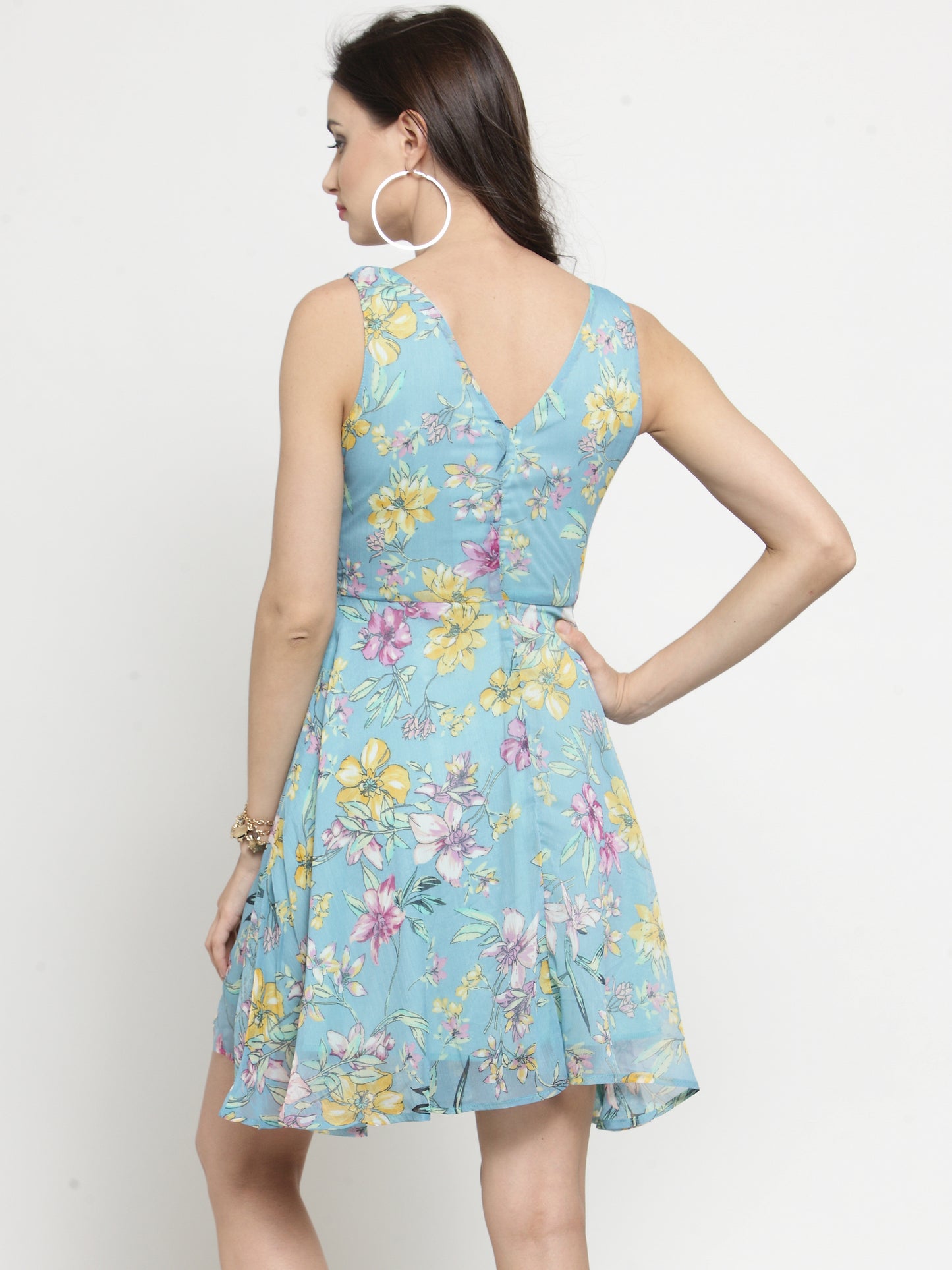 Aqua Blue Fit and Flare Dress
