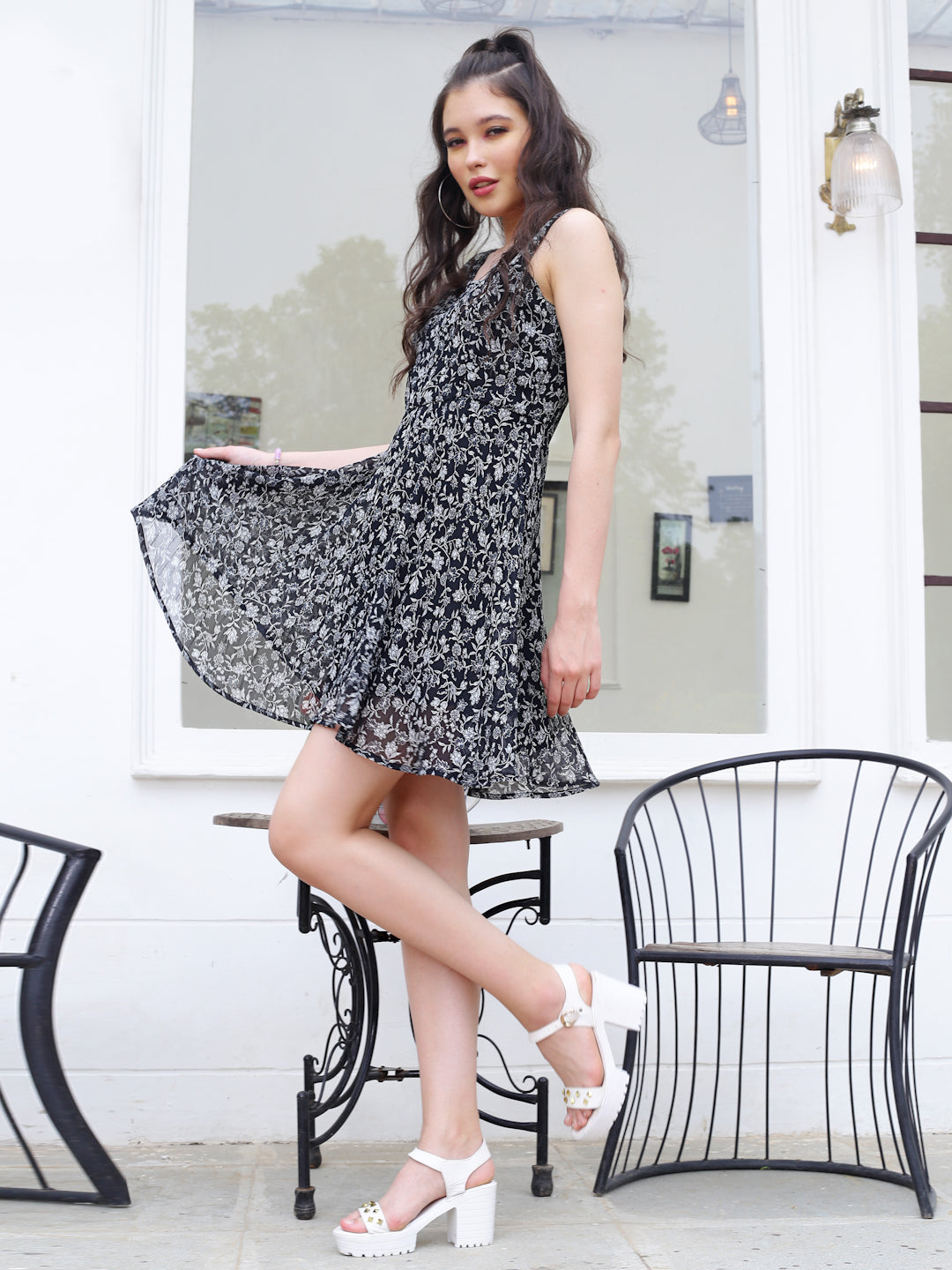 Black Floral Mini Dress