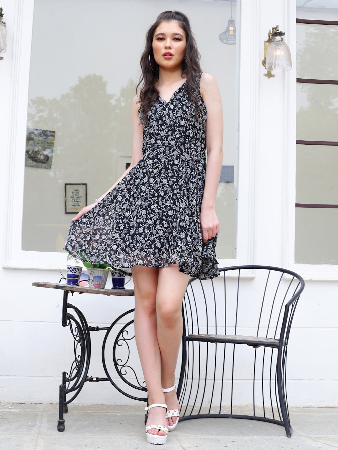 Black Floral Mini Dress