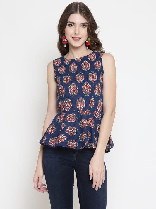 Patterned Peplum Top