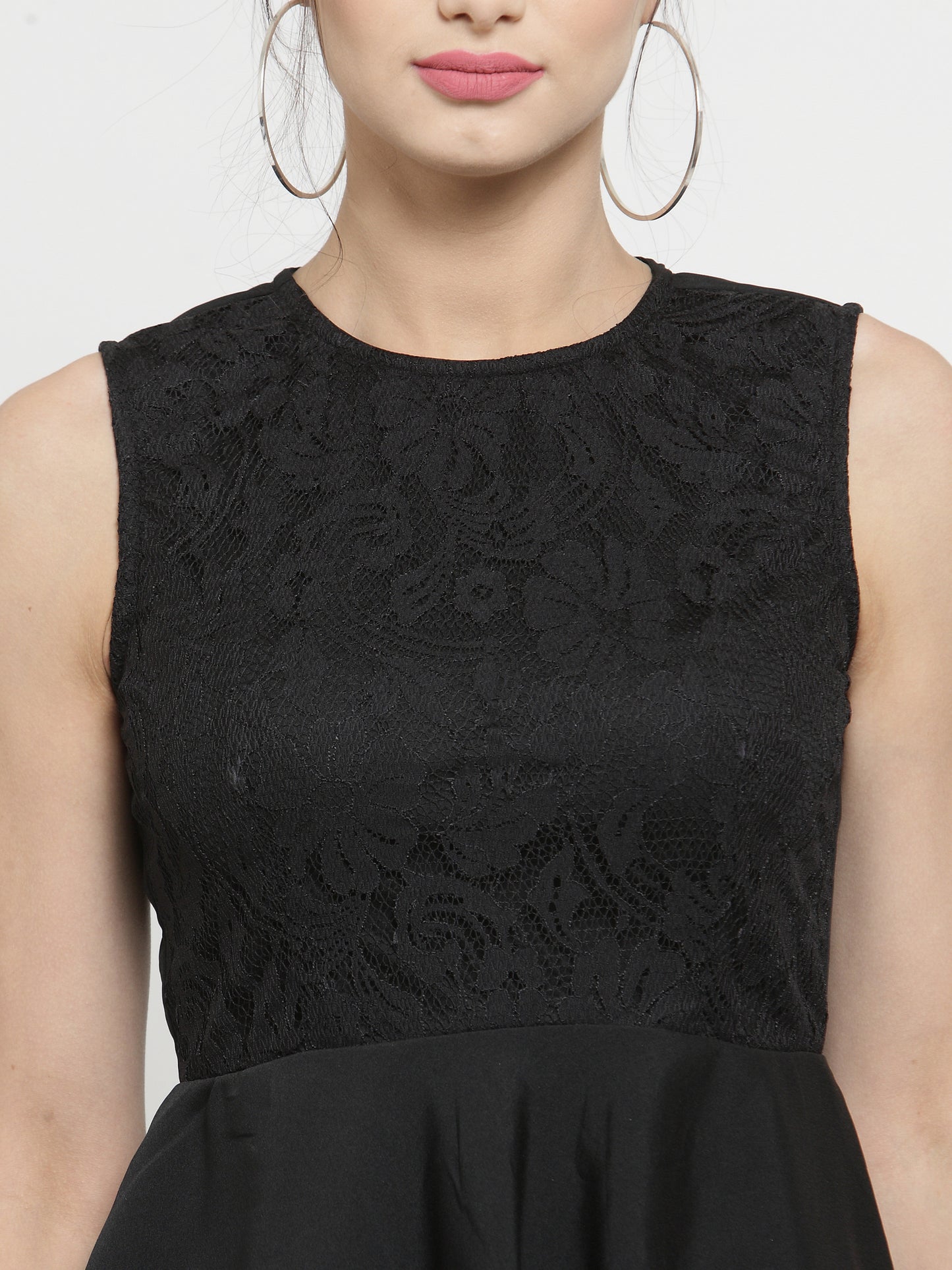 Black Layered Lace Up dress