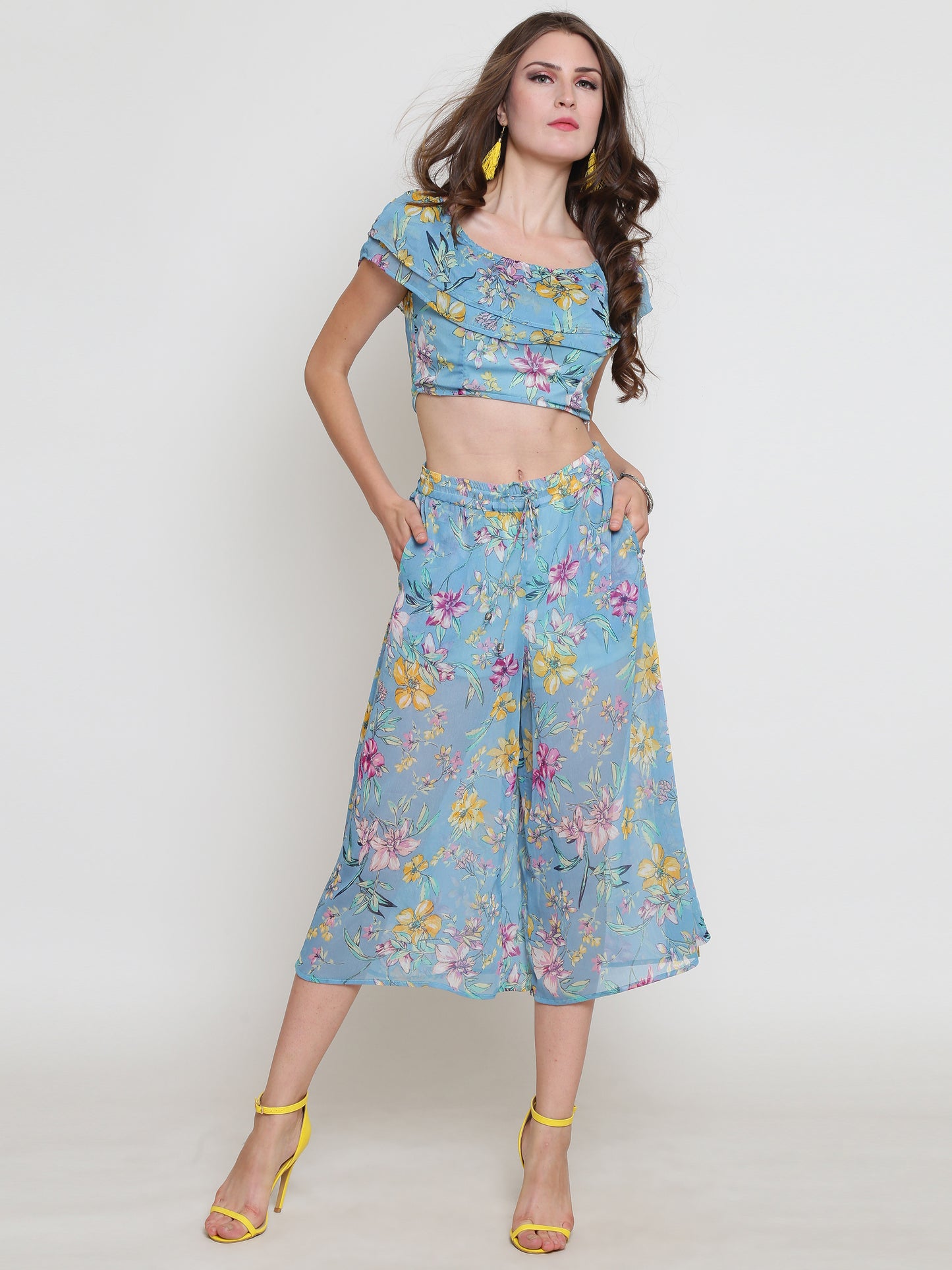 Aqua Blue Printed 2 Pc set