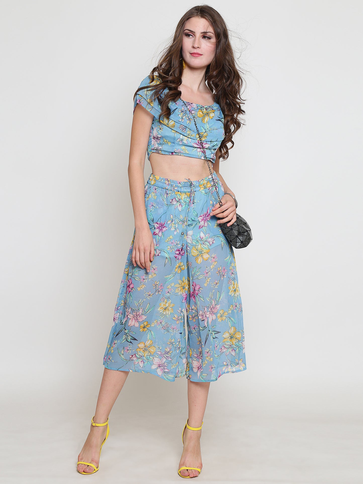 Aqua Blue Printed 2 Pc set