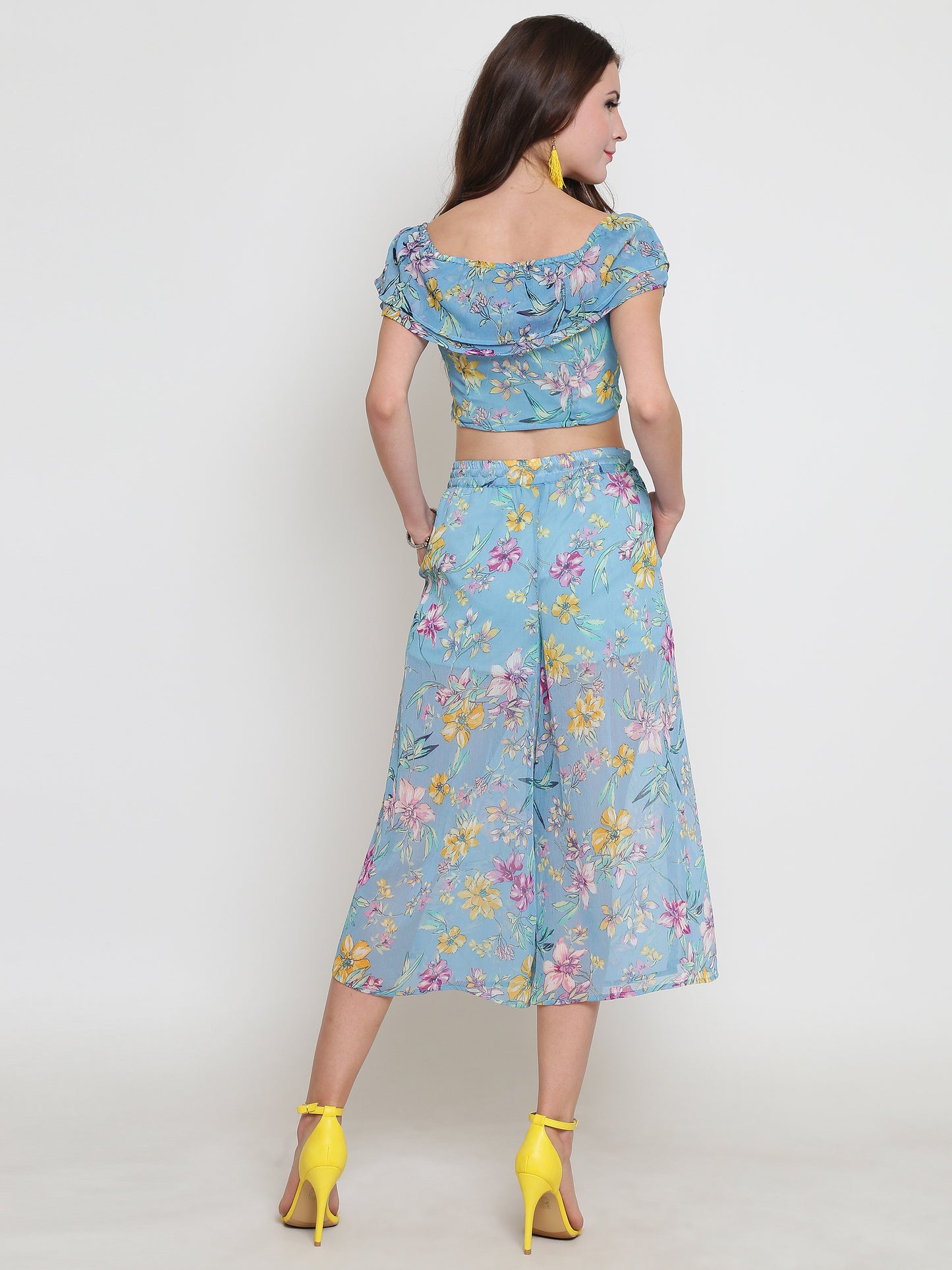 Aqua Blue Printed 2 Pc set