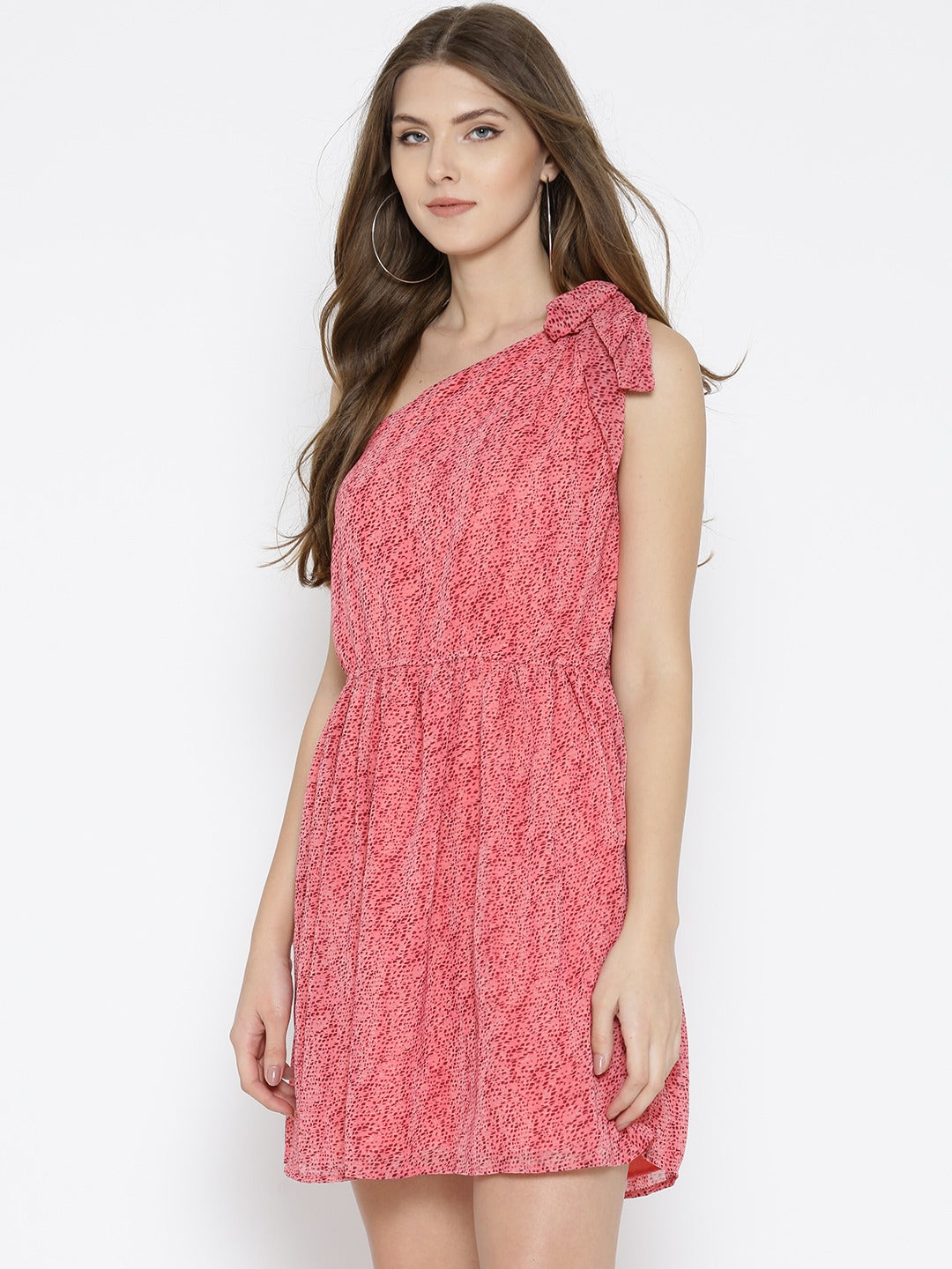 Swing dress with shoulder knot