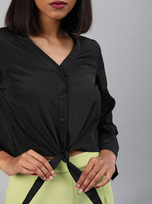 Solid Front Knot Crop Top