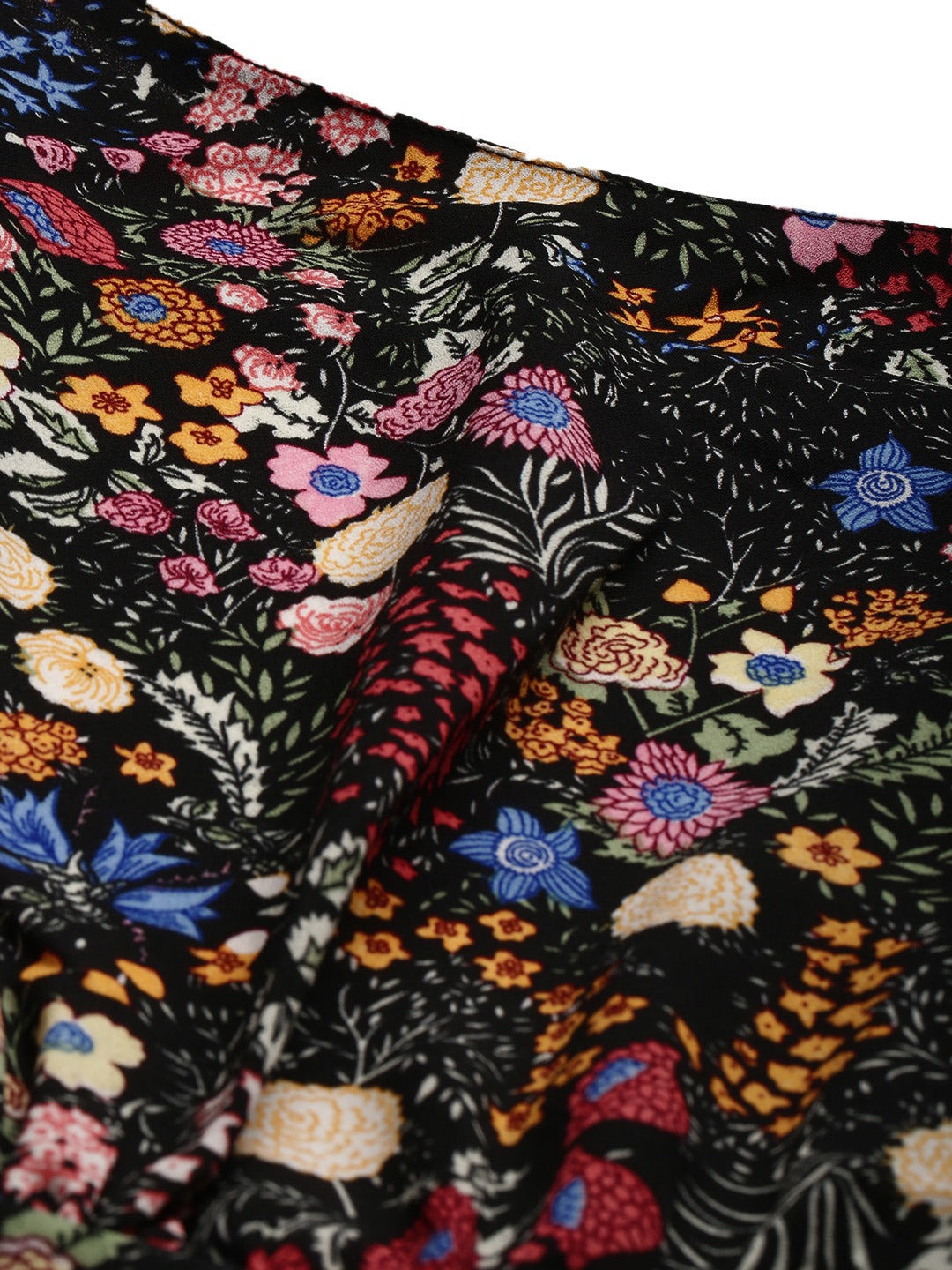Multicoloured Floral Printed Styled Back Top with Tie-Up Detail