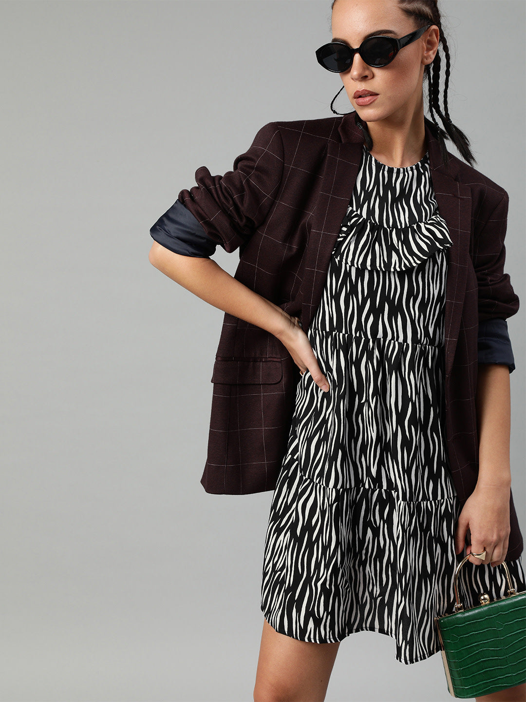 Zebra print flared swing dress