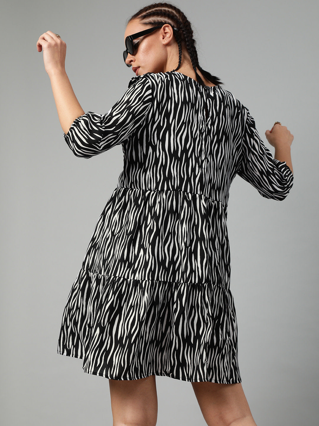 Zebra print flared swing dress