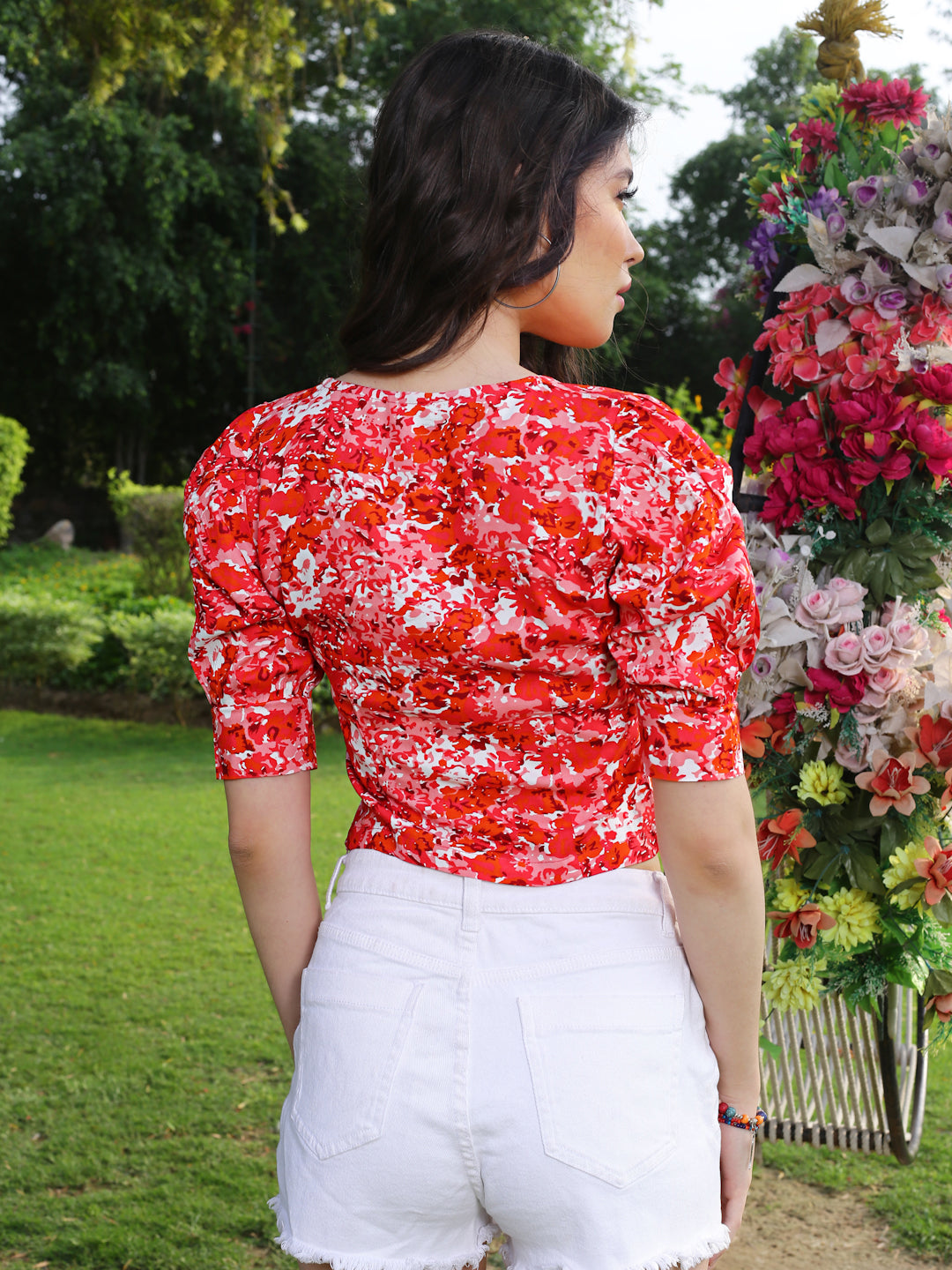 Pink Floral Crop Top