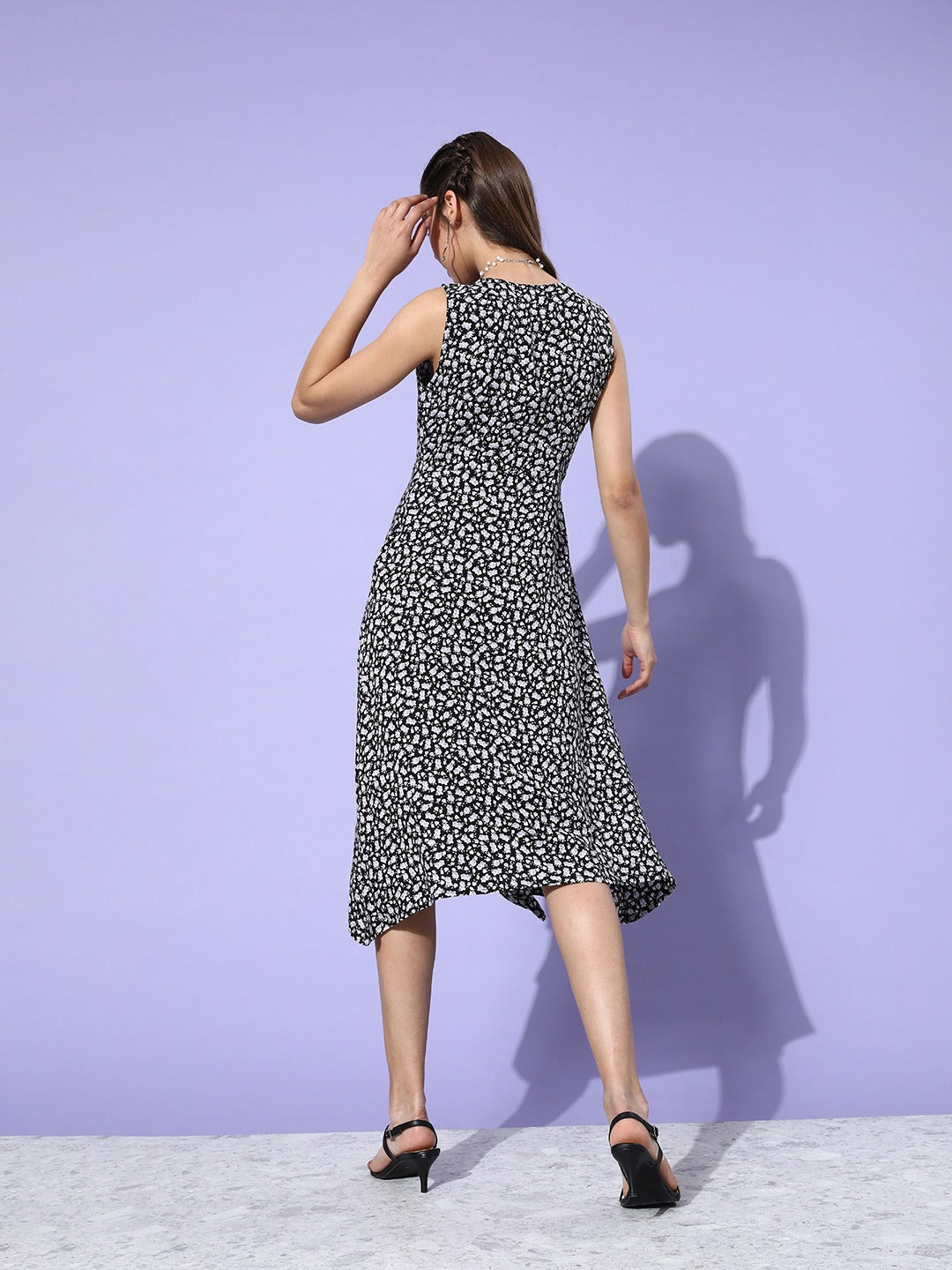 Black Midi Floral Dress