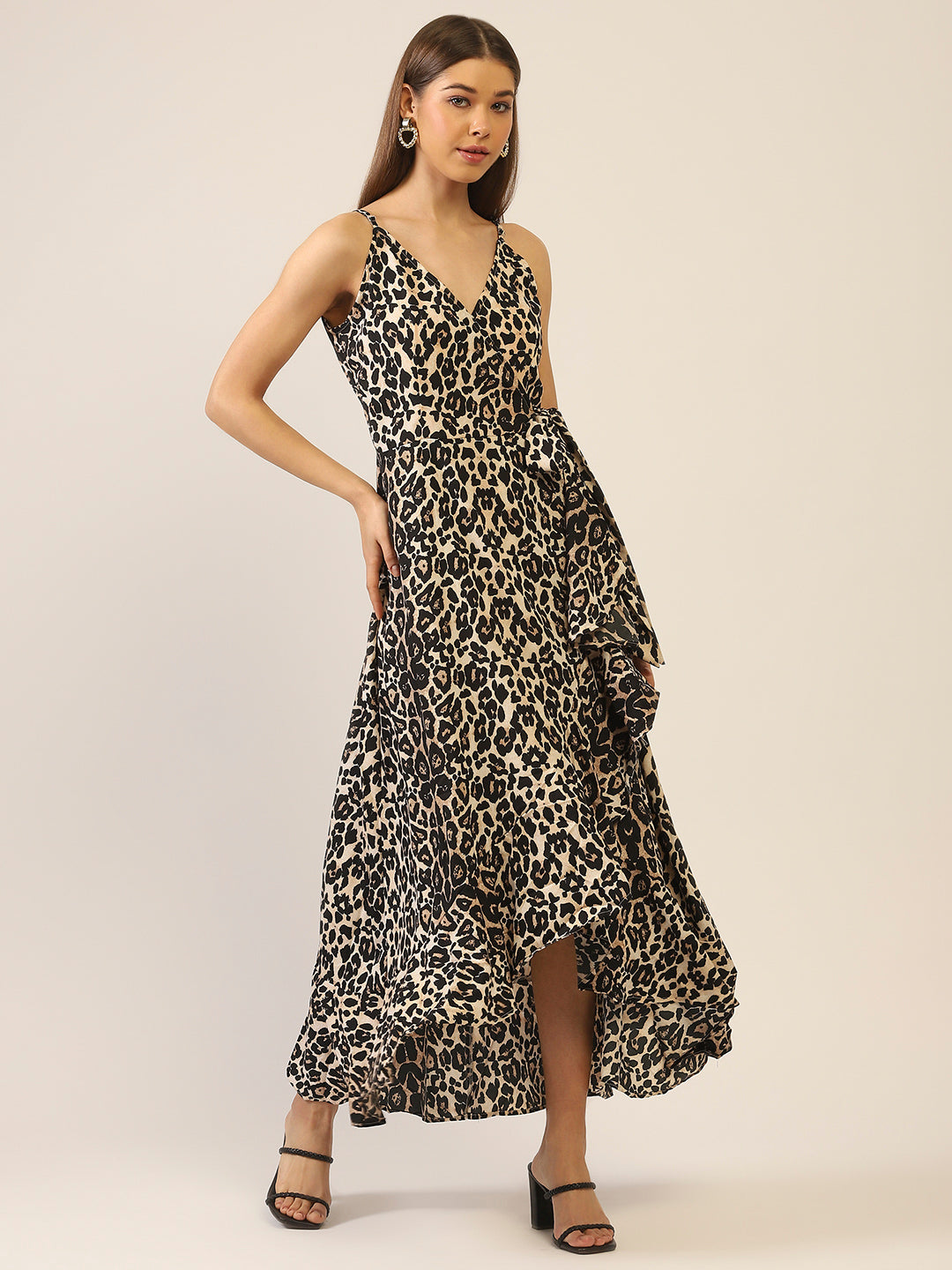 Tiger Print Wrap flaered dress