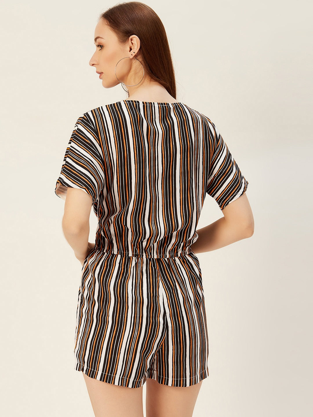 Striped overlap neck Jumpsuit