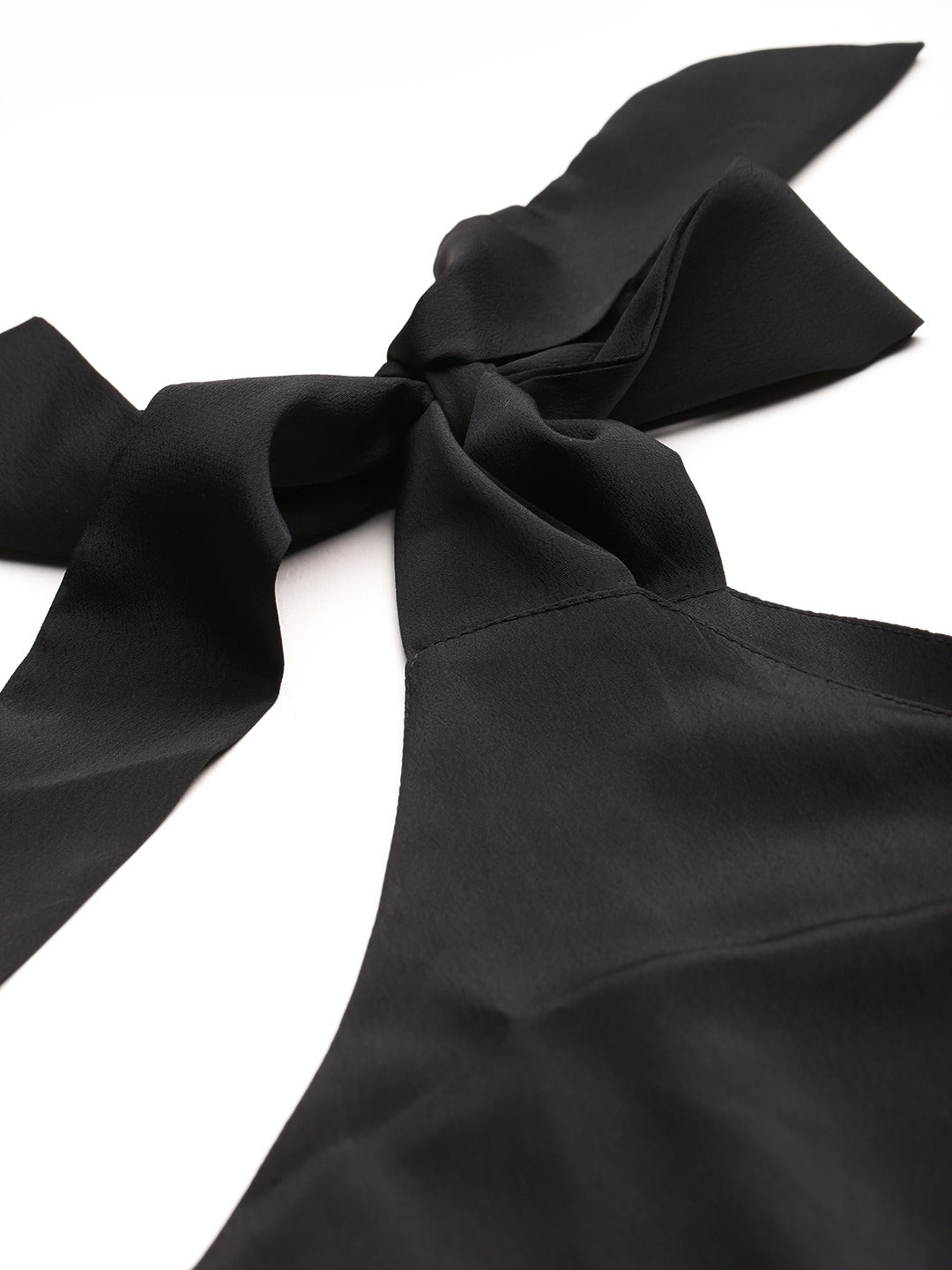 Black Solid Playsuit with One shoulder Side Knot