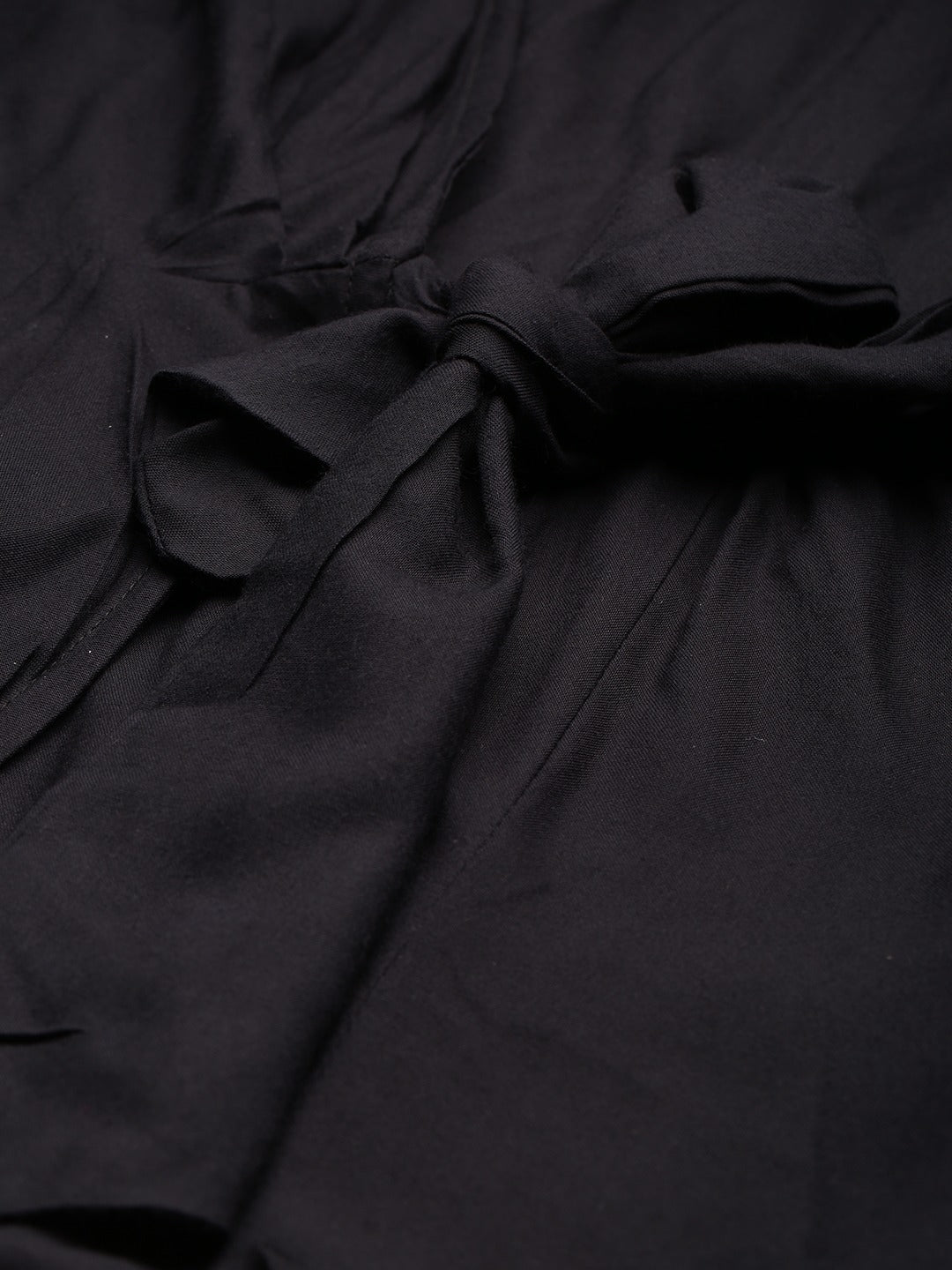 Black Solid Playsuit with Side Knot