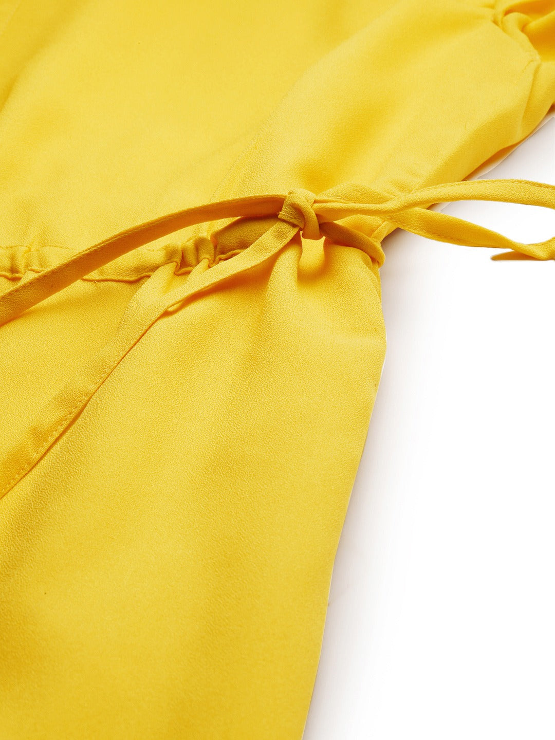 Yellow Solid Ruffle Sleeve Fit and Flare Dress