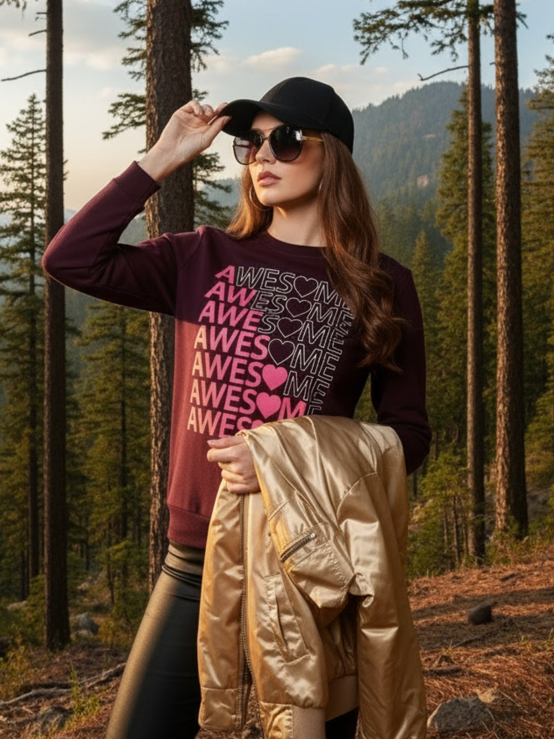 Wine Graphic Printed Sweatshirt for Women