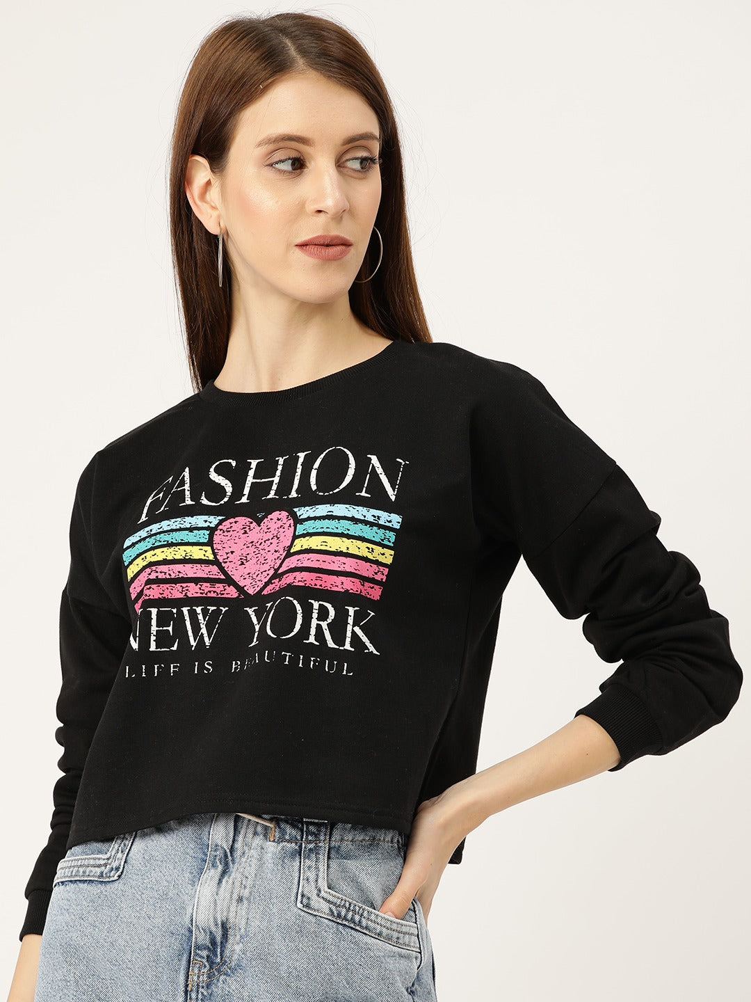 Brushed Fleece Crop Sweatshirt