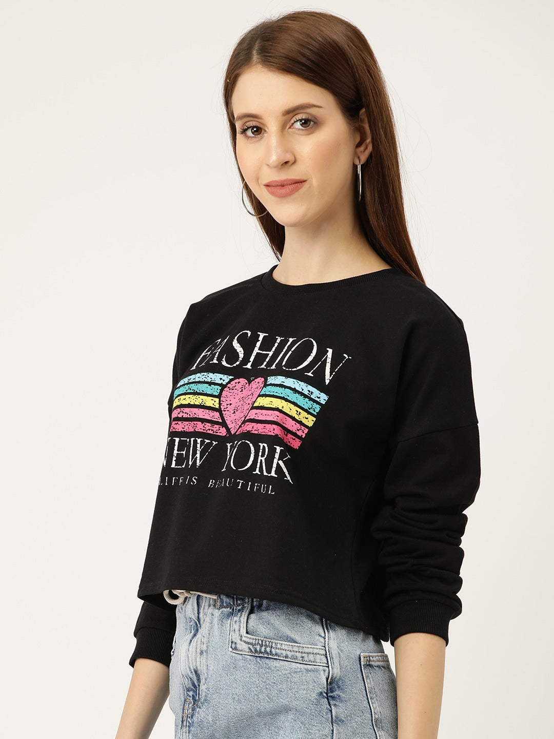 Brushed Fleece Crop Sweatshirt