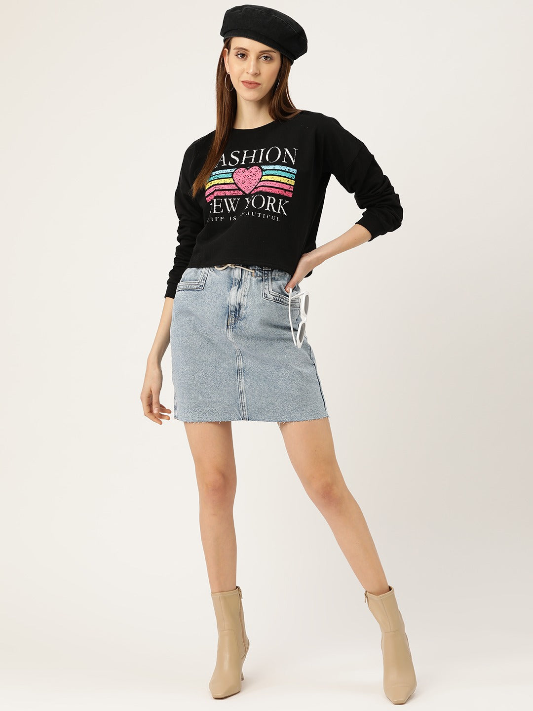 Brushed Fleece Crop Sweatshirt