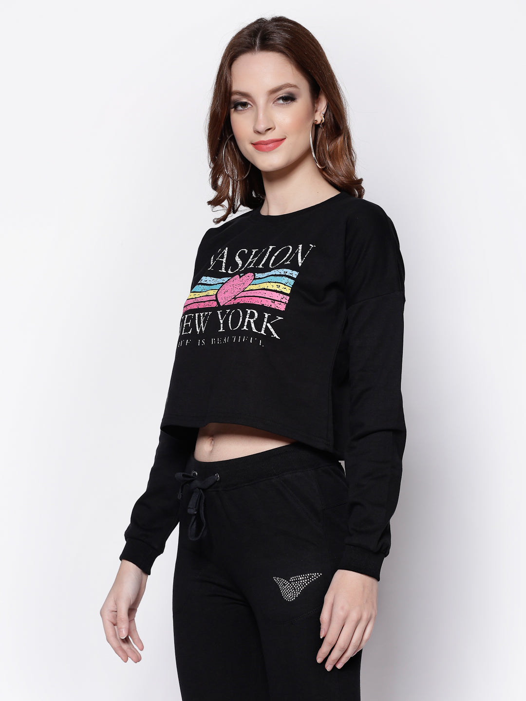 Printed Crop Sweatshirt