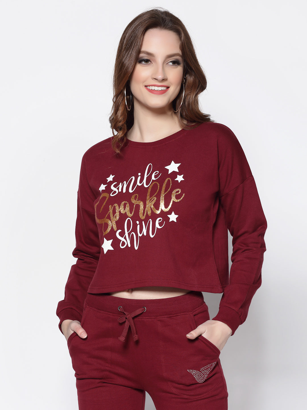 Printed Crop Sweatshirt