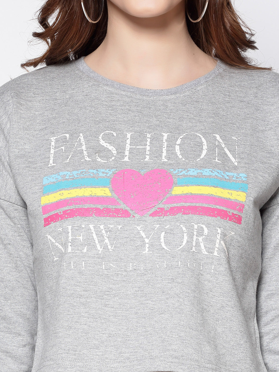 Printed Crop Sweatshirt