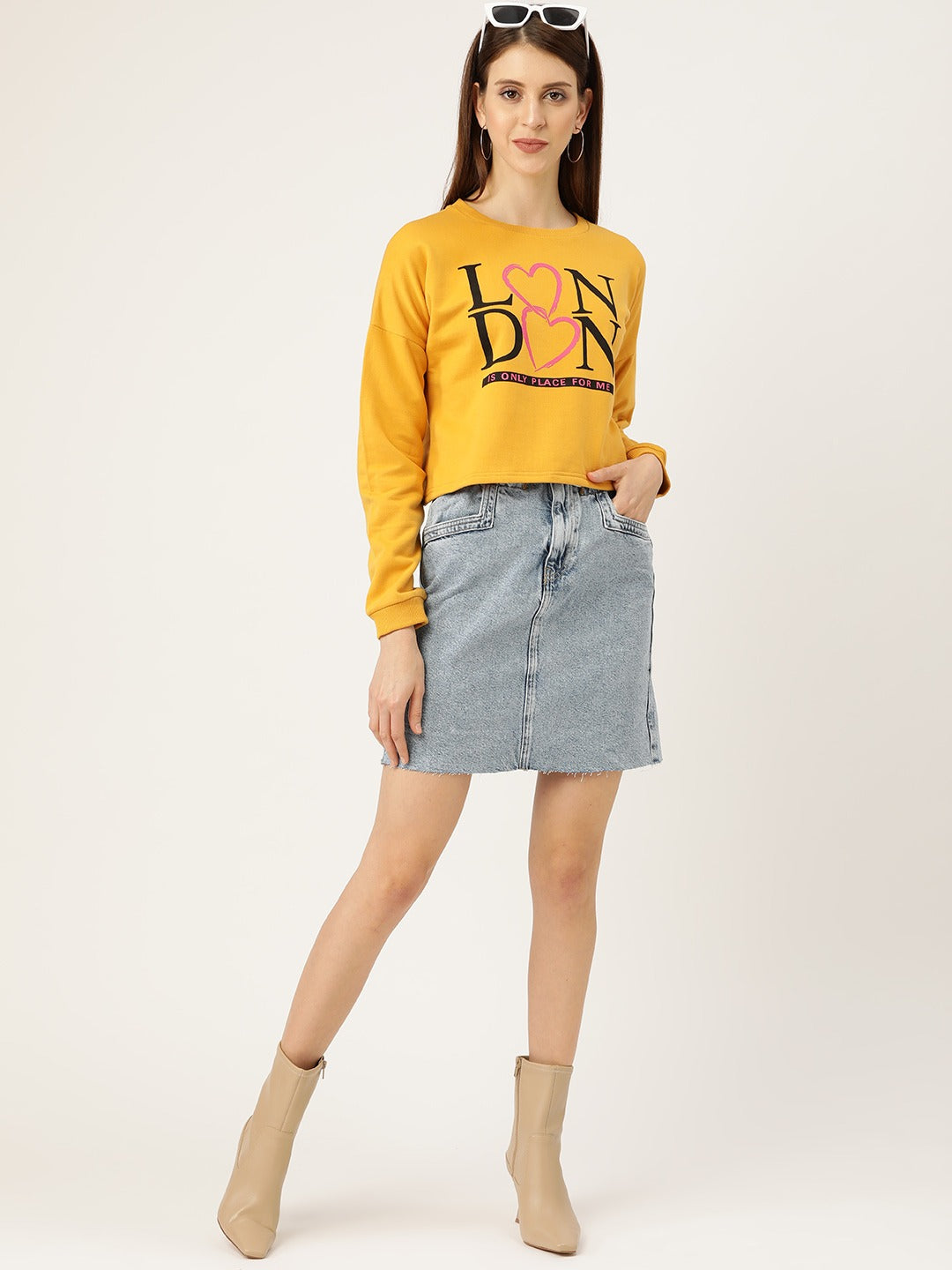 Printed Crop Sweatshirt
