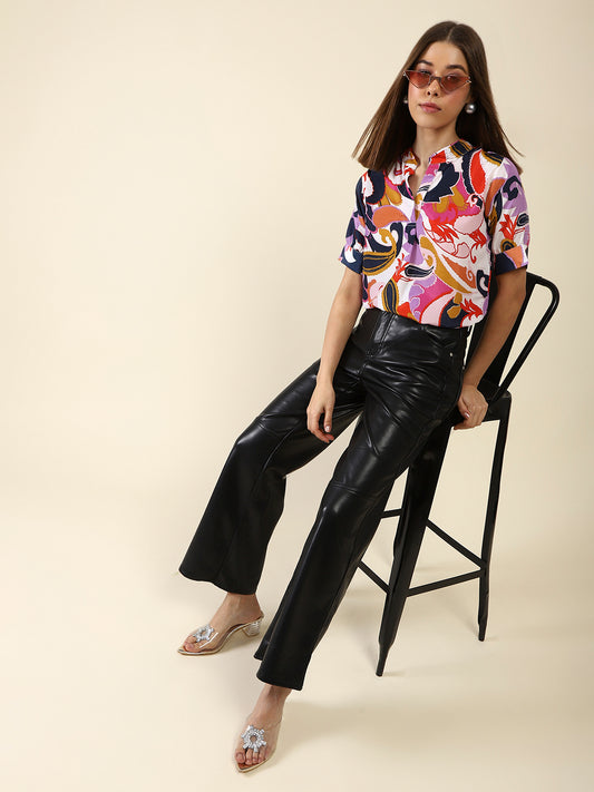 Offwhite Floral Print Top