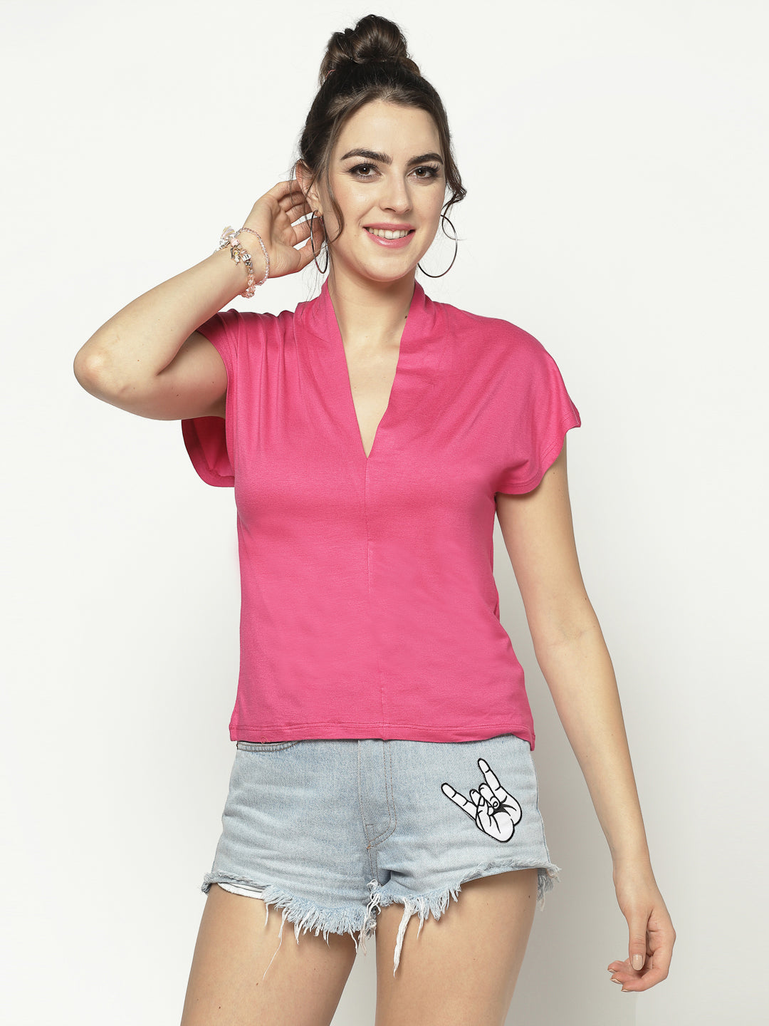 V Neck Top Strechable