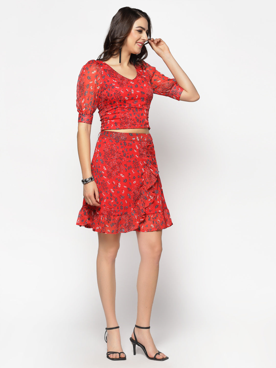 Two Pc Dress With Ruffles