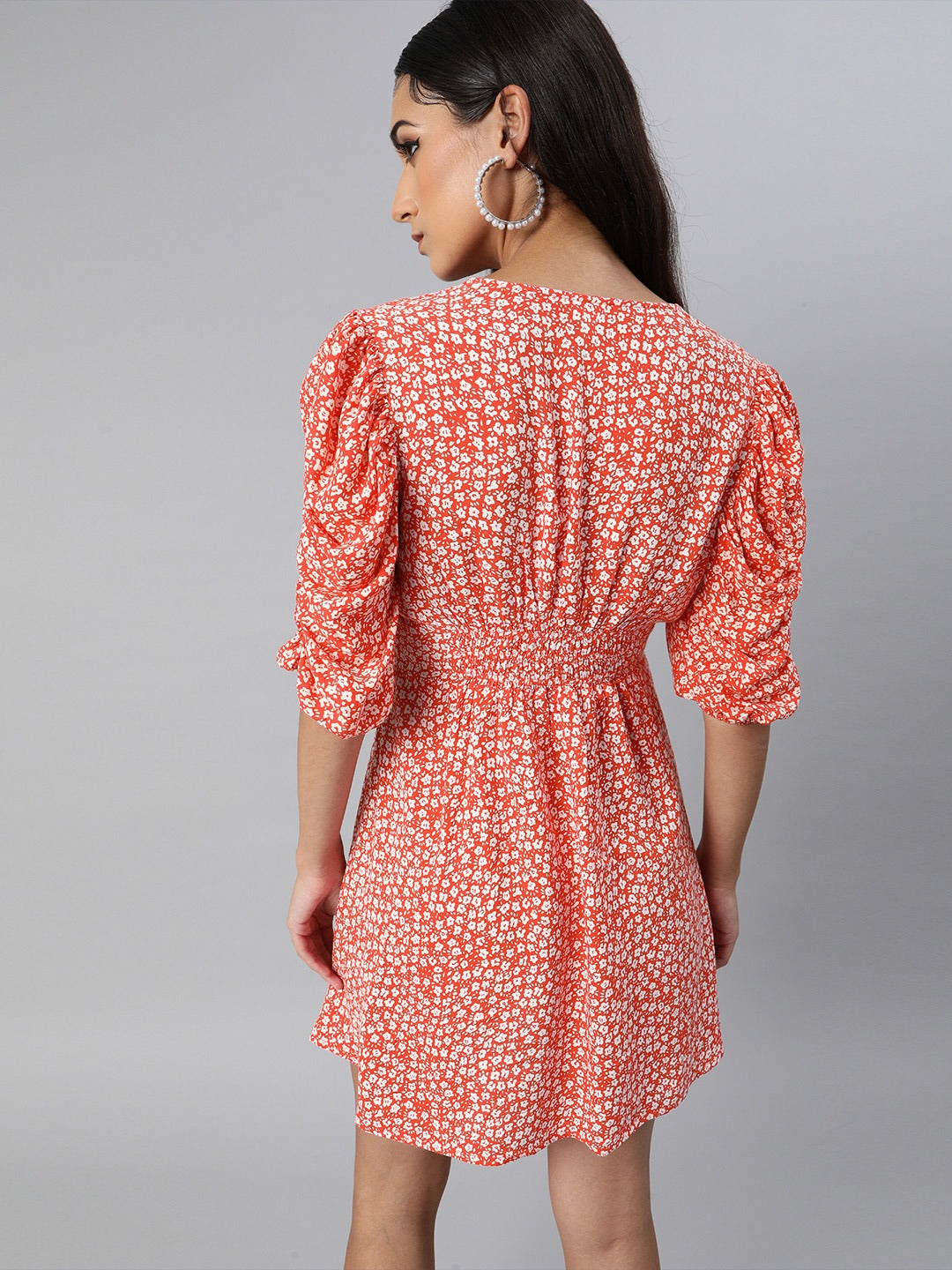 Ruched sleeve dress