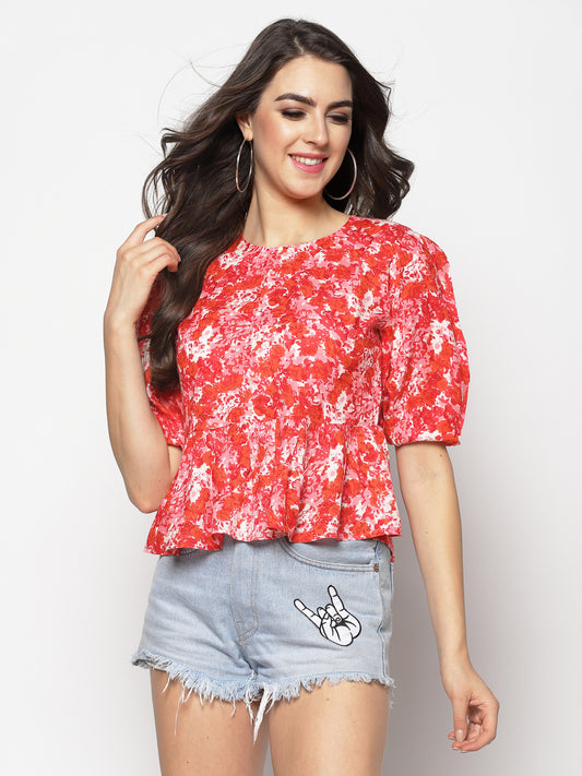 Tie Up Back Peplum Top