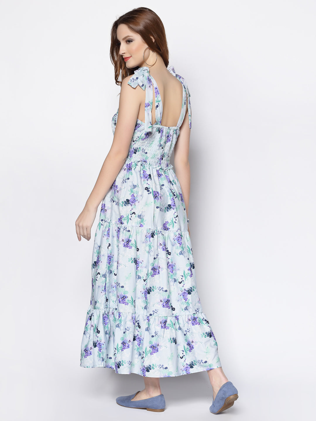 Waisted maxi tie up dress