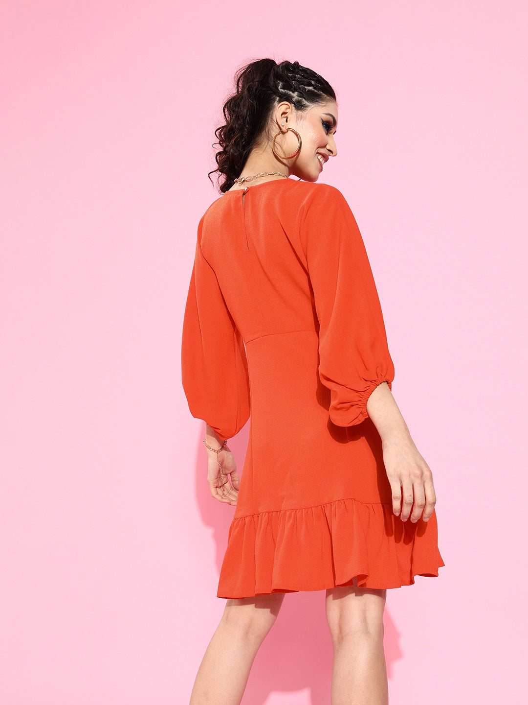 Power shoulder waisted dress