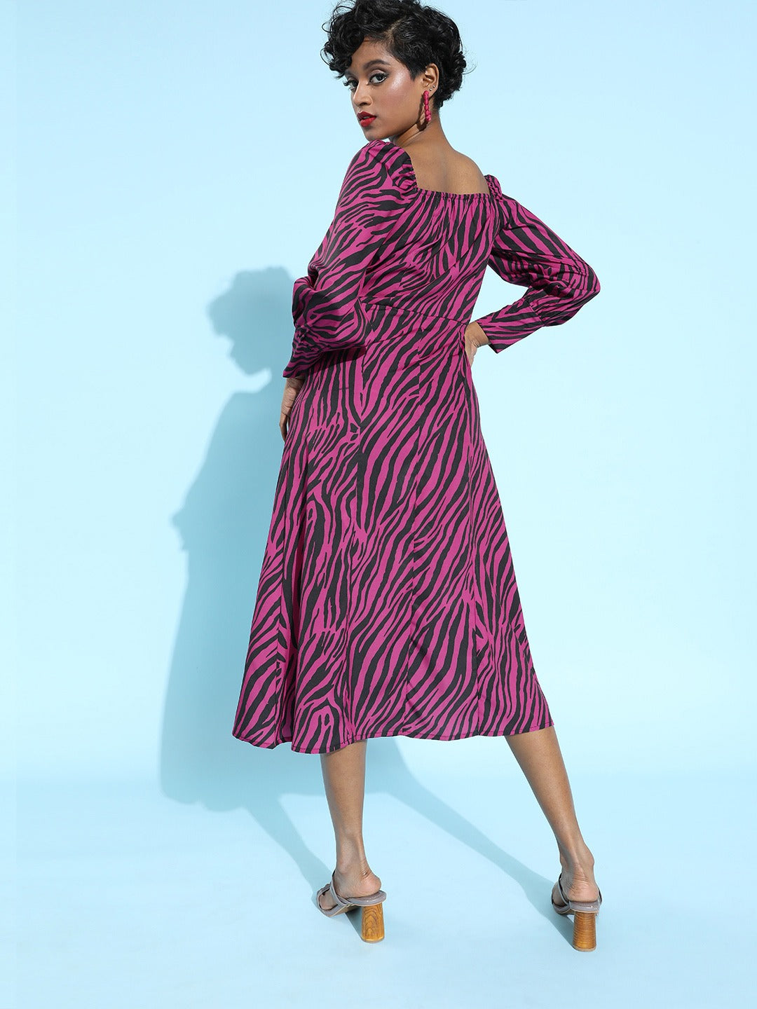 Waisted full sleeve dress