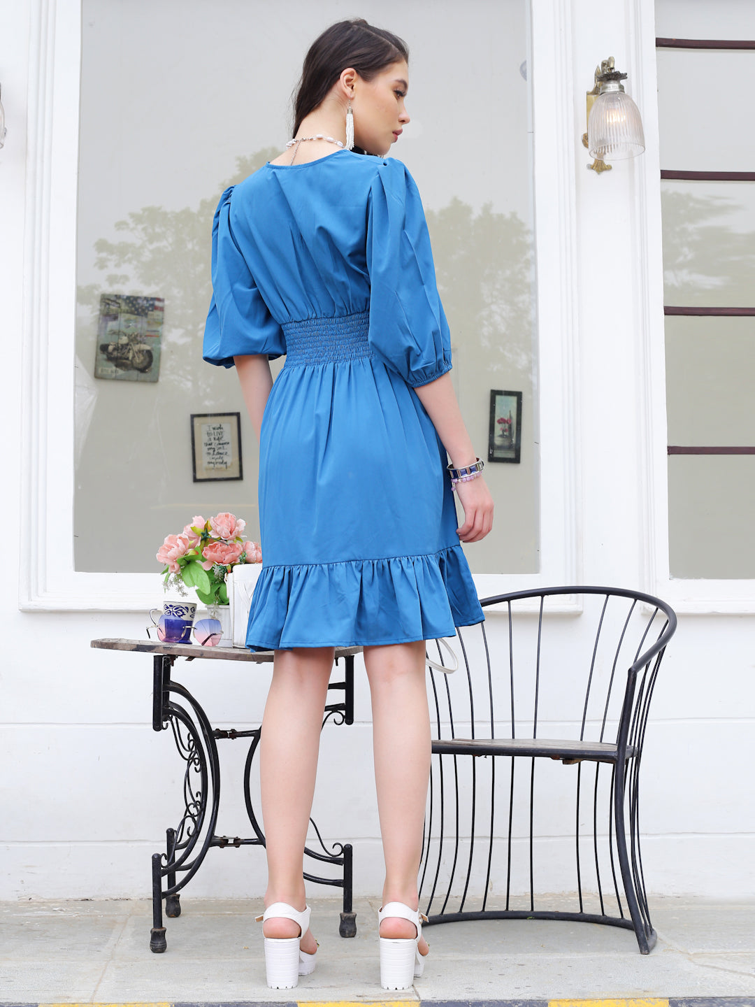 Blue Floral Mini Dress