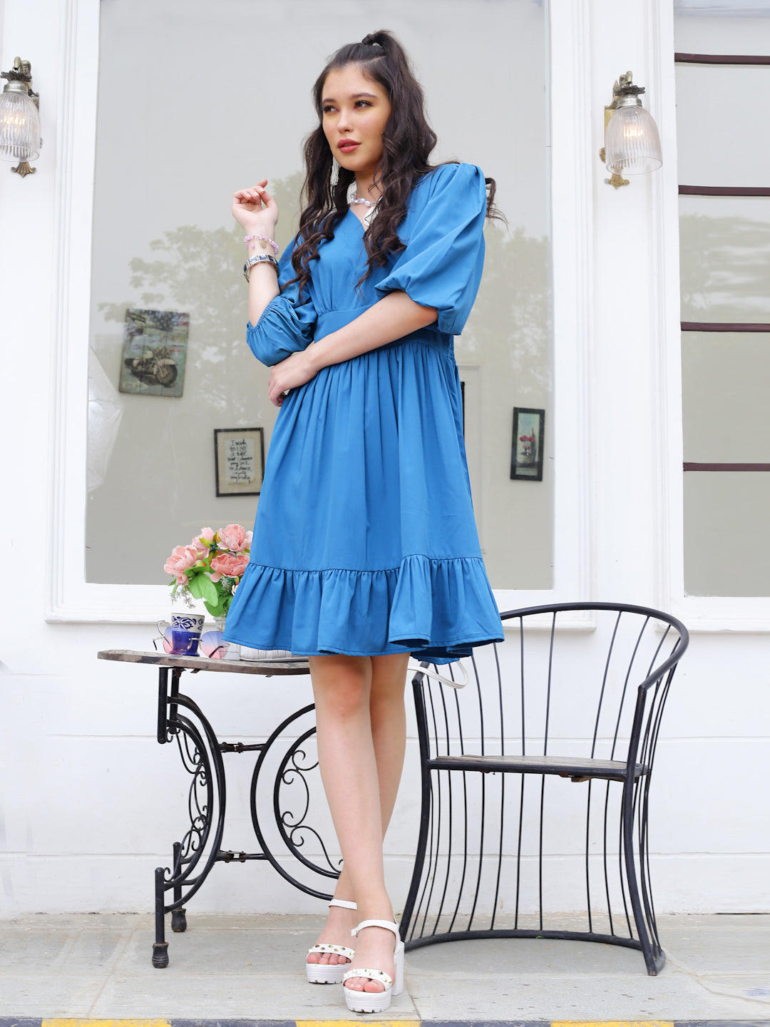 Blue Floral Mini Dress