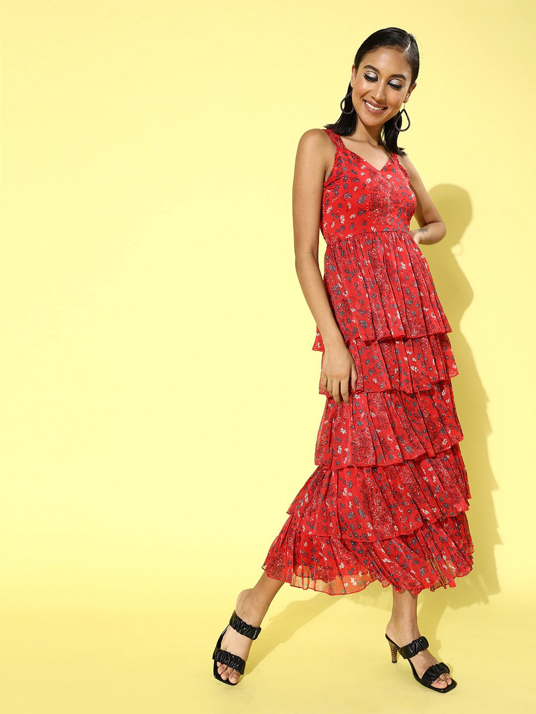 Fit & flare tie up back dress
