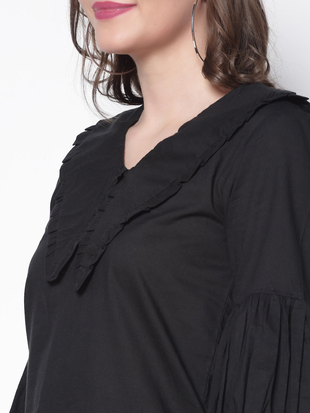 Keyboard Collar Blouson Top