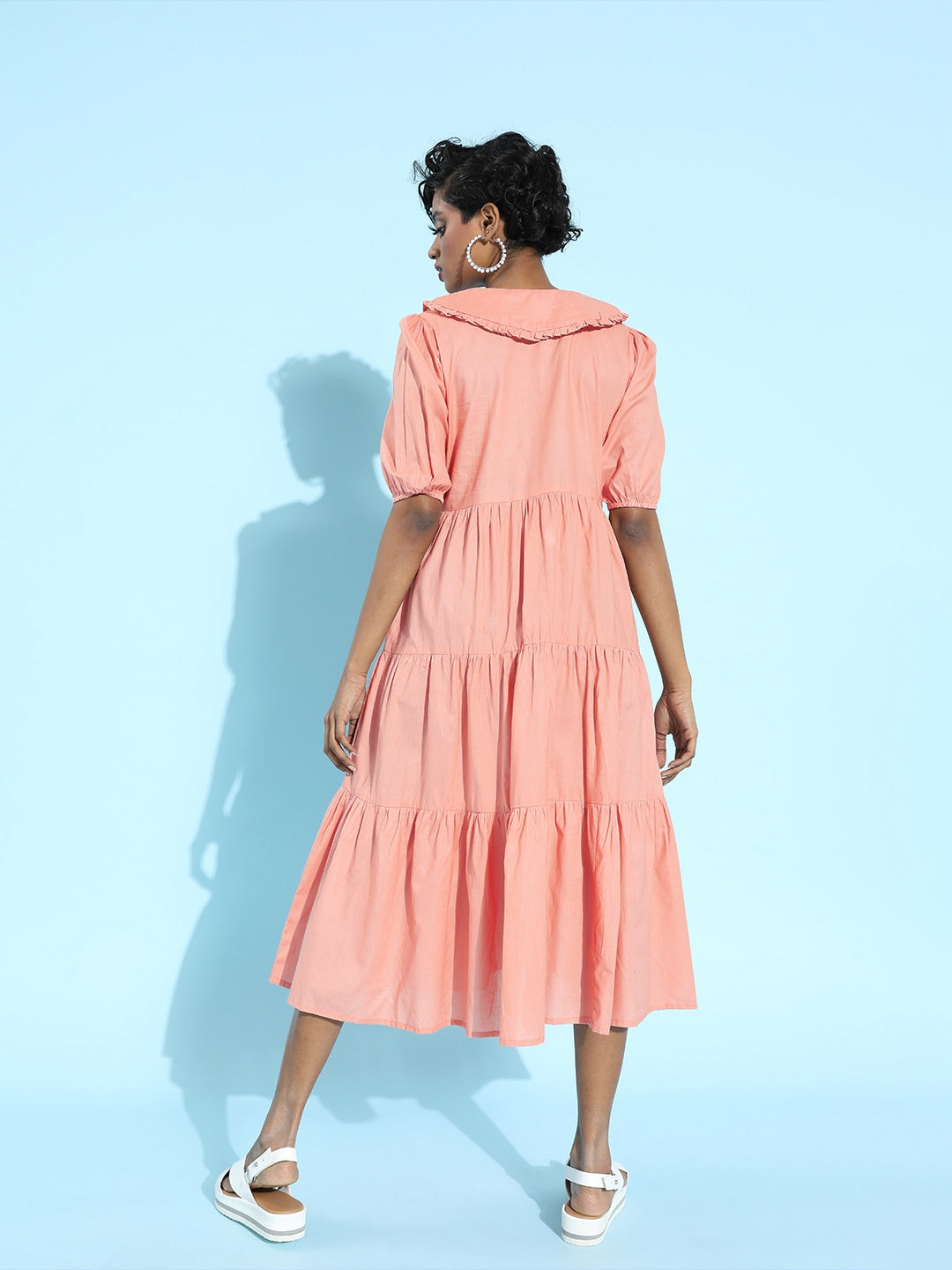 Keyboard collar trapeze dress