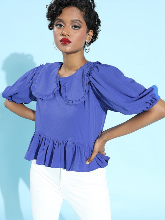 Keyboard collar peplum top