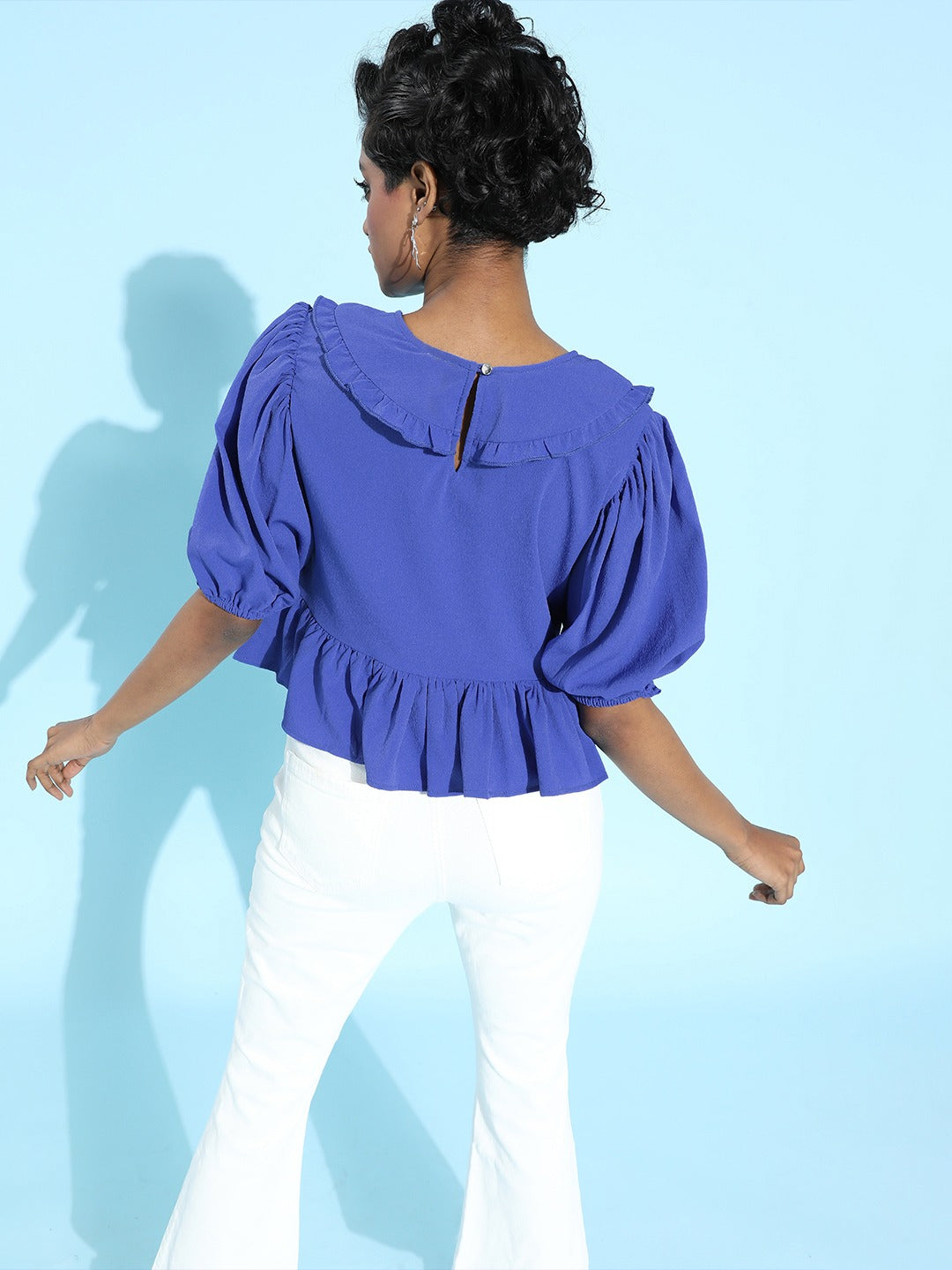 Keyboard collar peplum top