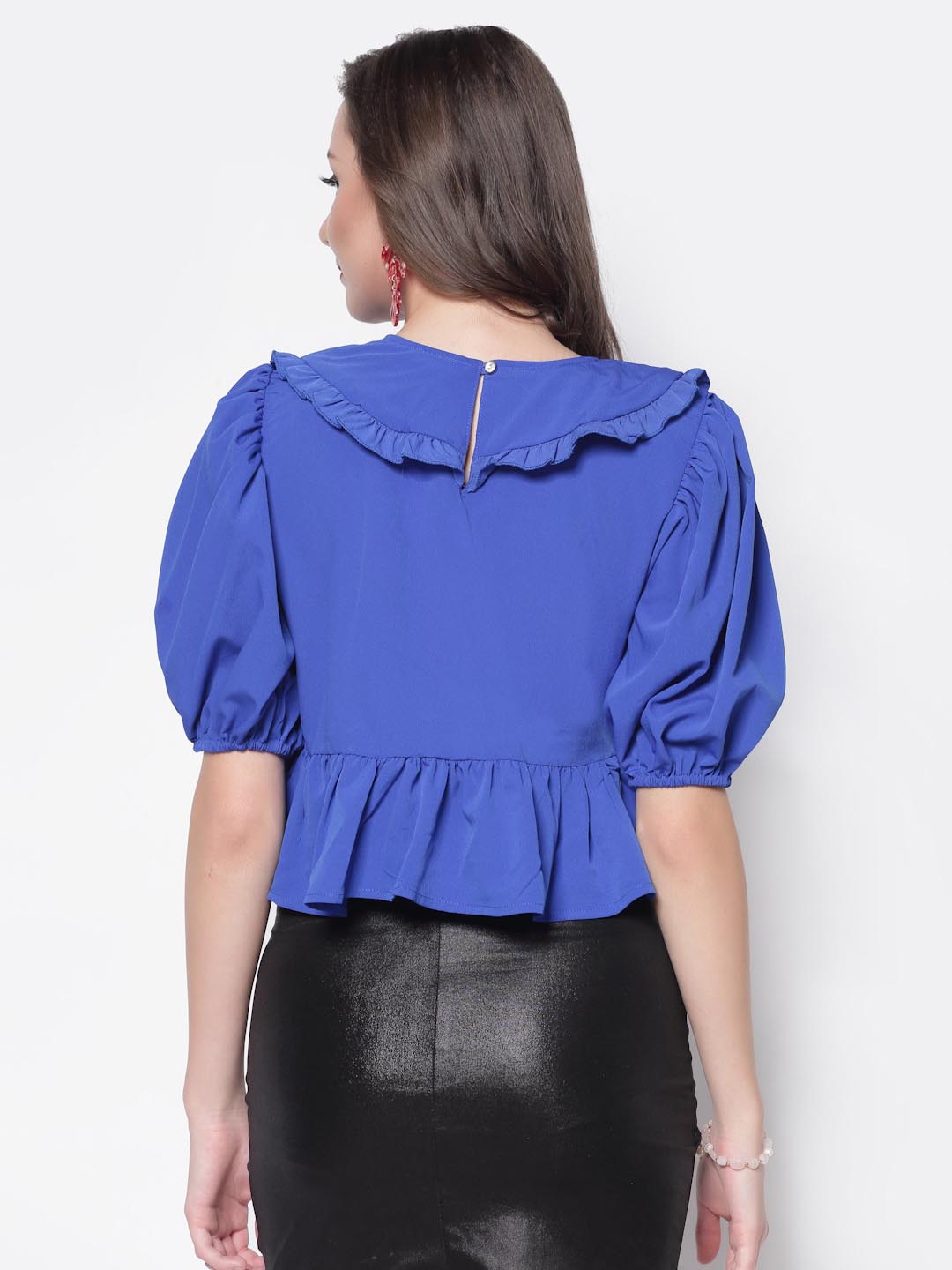 Keyboard Collar Peplum Top
