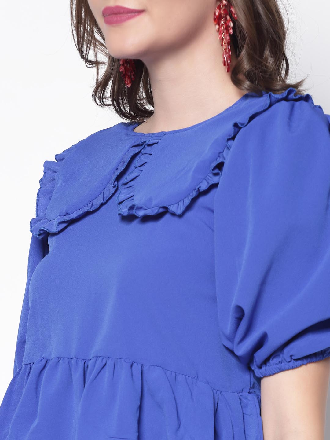 Keyboard Collar Peplum Top